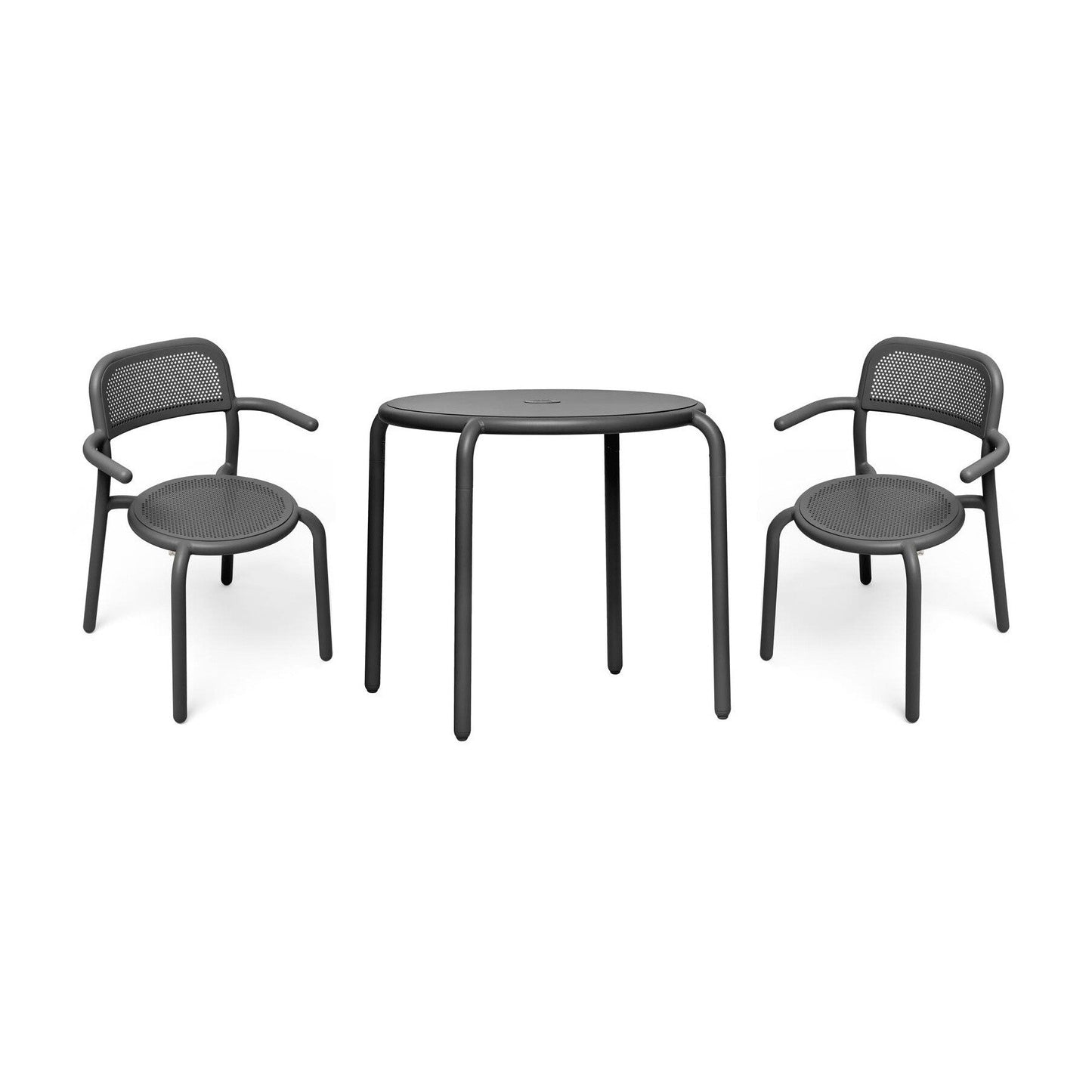 Toní Bistrotisch + Gartenarmlehnstuhl Anthrazit