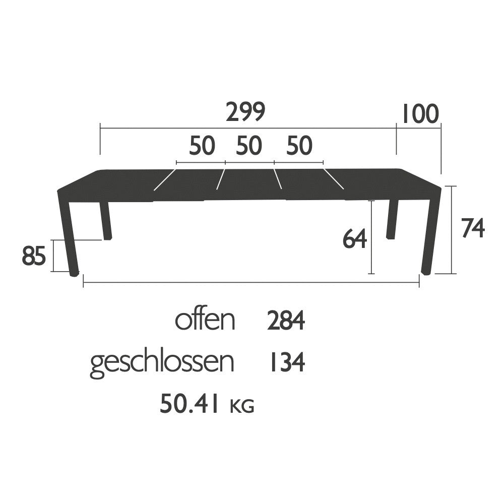 Ribambelle XL Gartentisch mit 3 Einlegeplatten Anthrazit