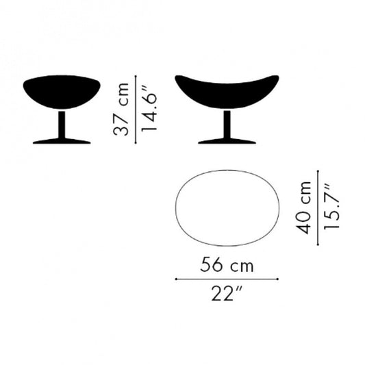 Egg/Das Ei™ Fußhocker Stoff Gestell Warm Graphite