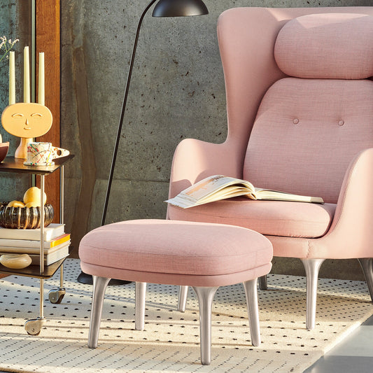 Ro™ JH11 Fußhocker Stoff Füße aus Aluminium Hellgrau