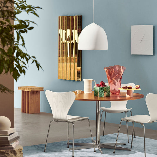 Serie 7™ Stuhl gefärbte Esche Gestell Verchromt 4er Set Weiß