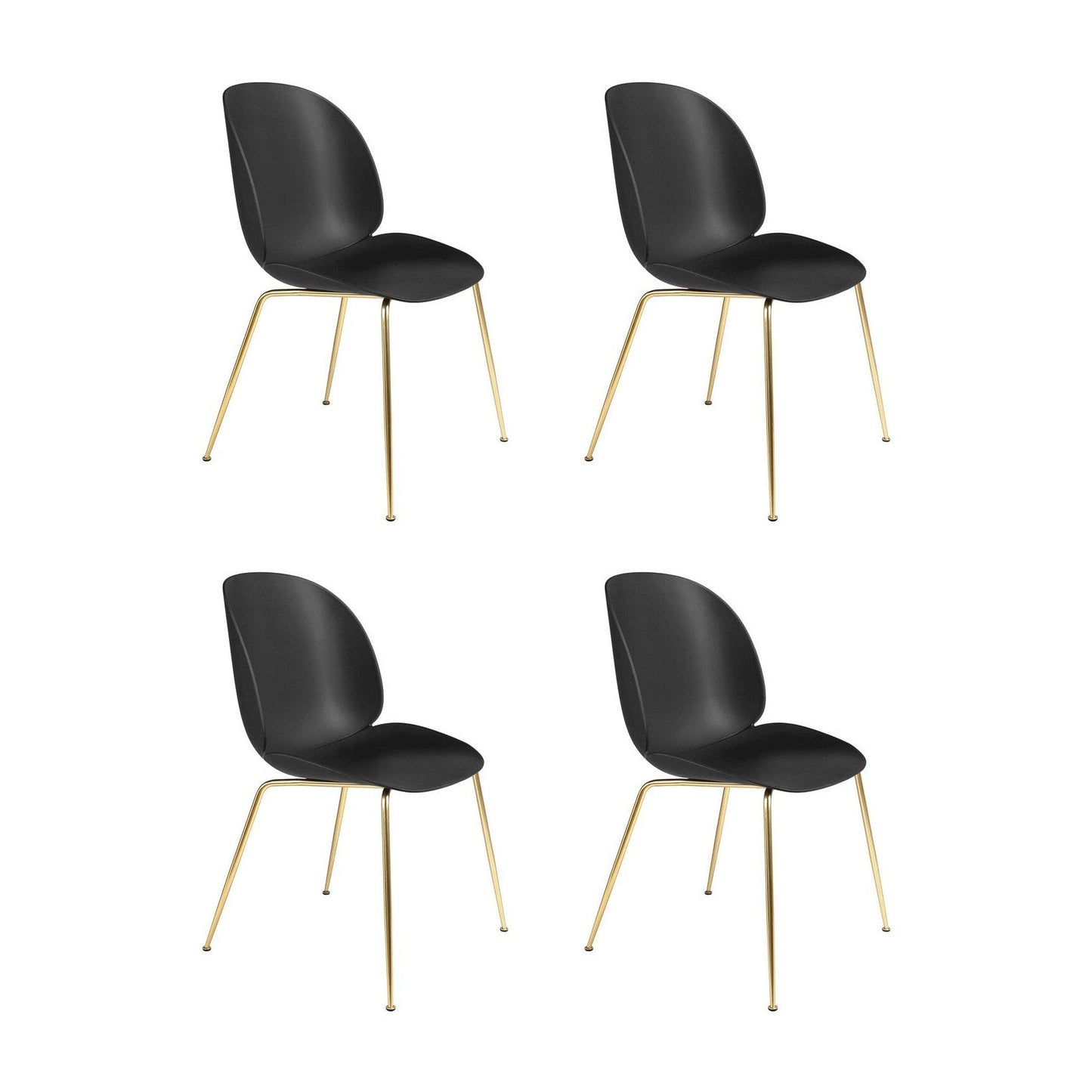 Beetle Dining Chair Stuhl Gestell Messing 4er Set Schwarz