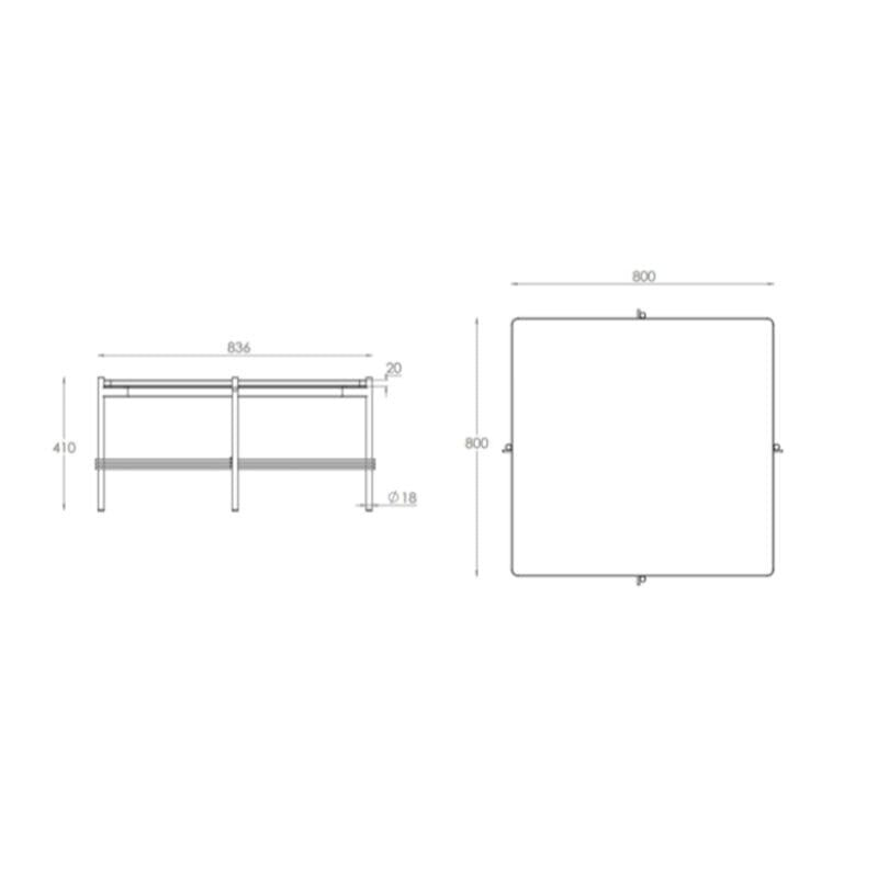 TS Beistelltisch 80x80cm Schwarz