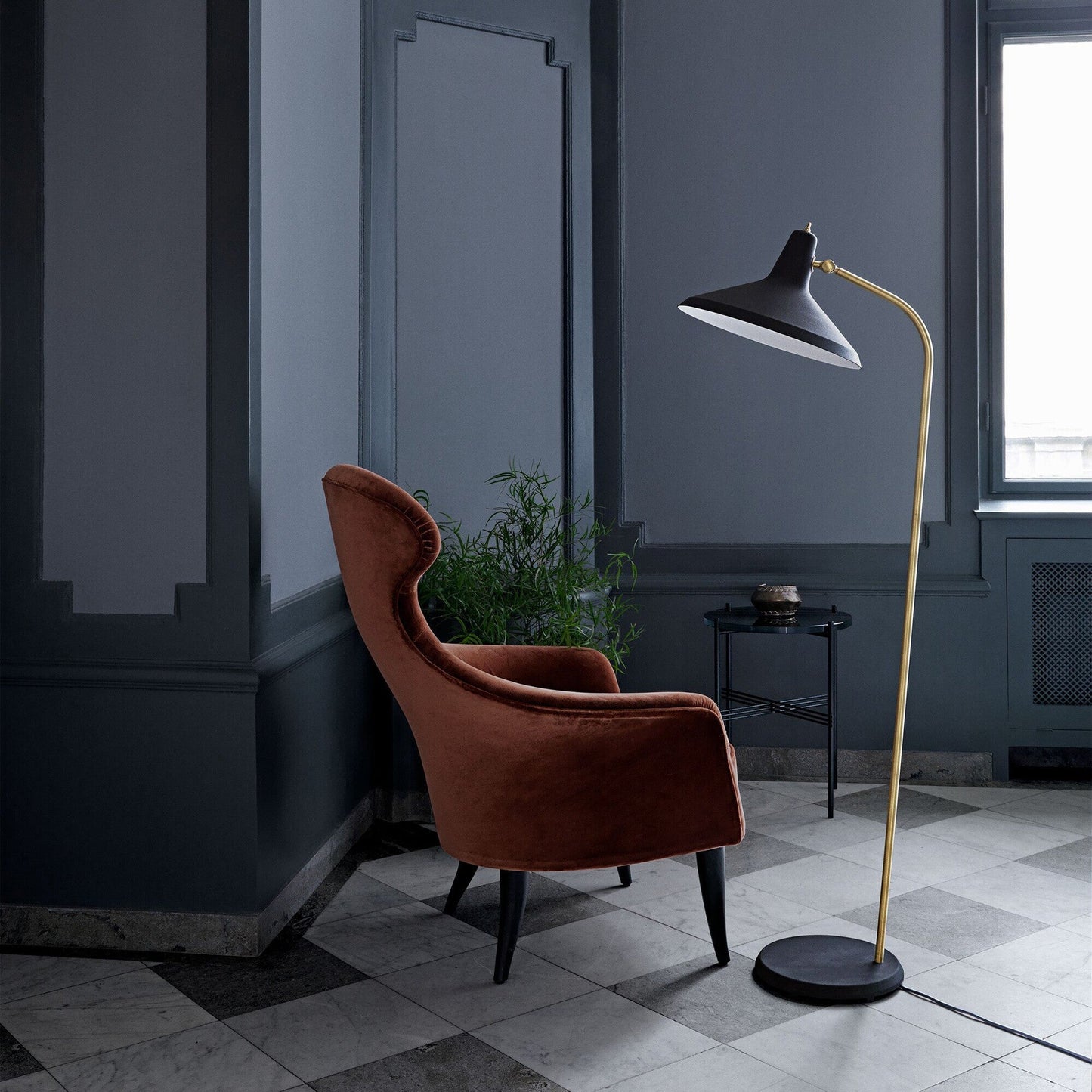 TS Beistelltisch Marmor Ø40cm Schwarz