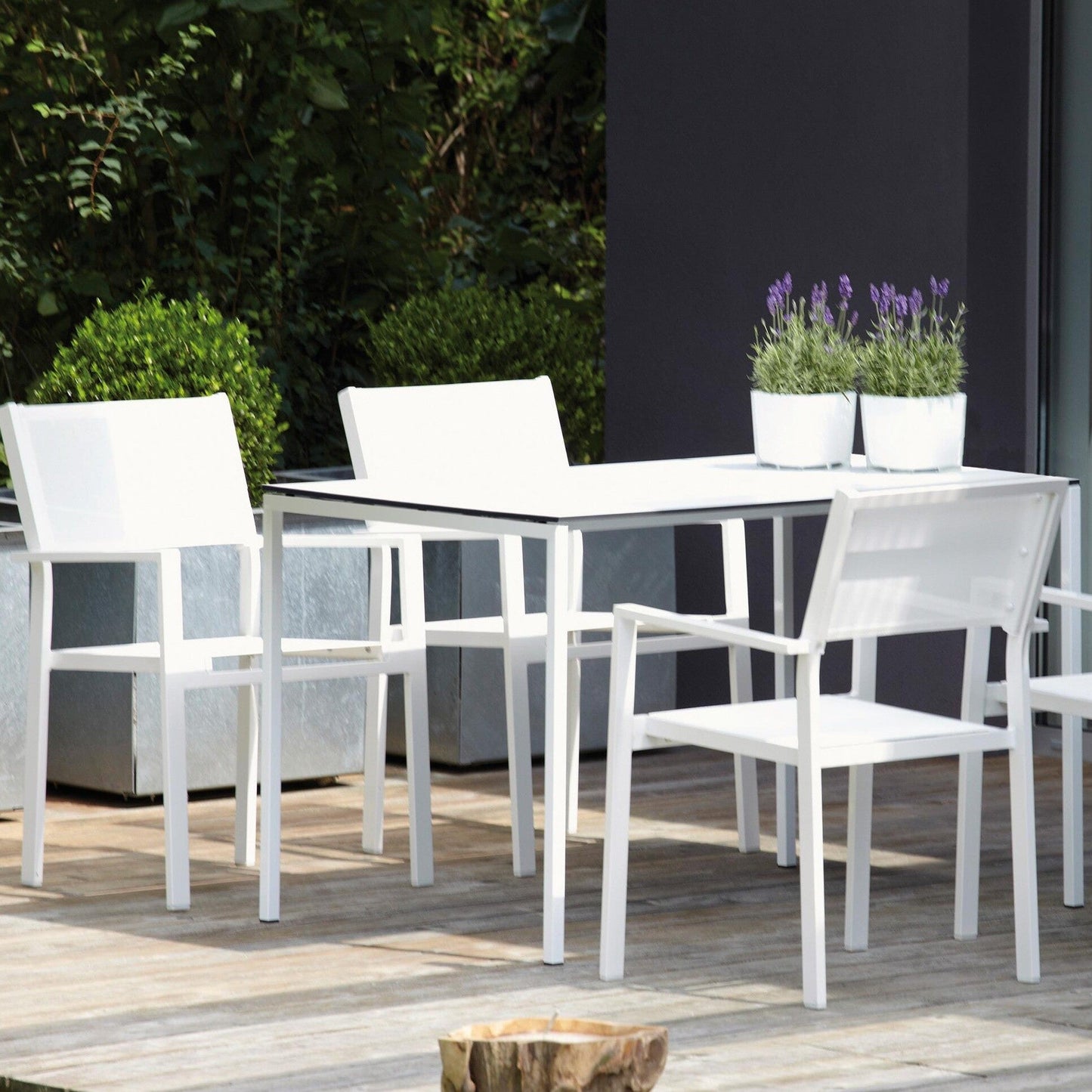 Cubic Gartenarmlehnstuhl 2er Set Weiß