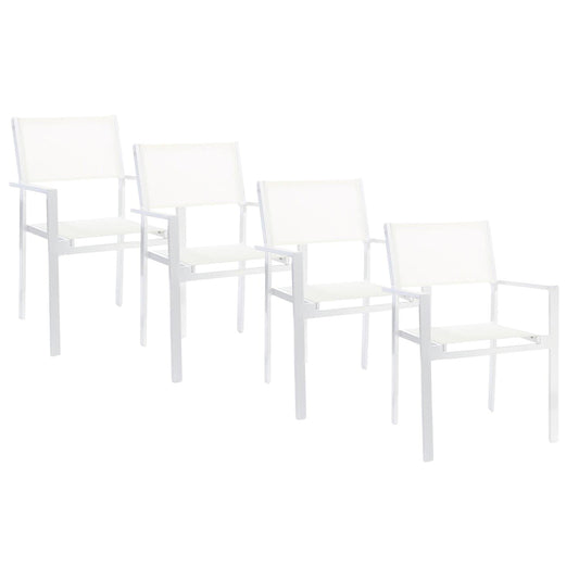 Cubic Gartenarmlehnstuhl 4er Set Weiß