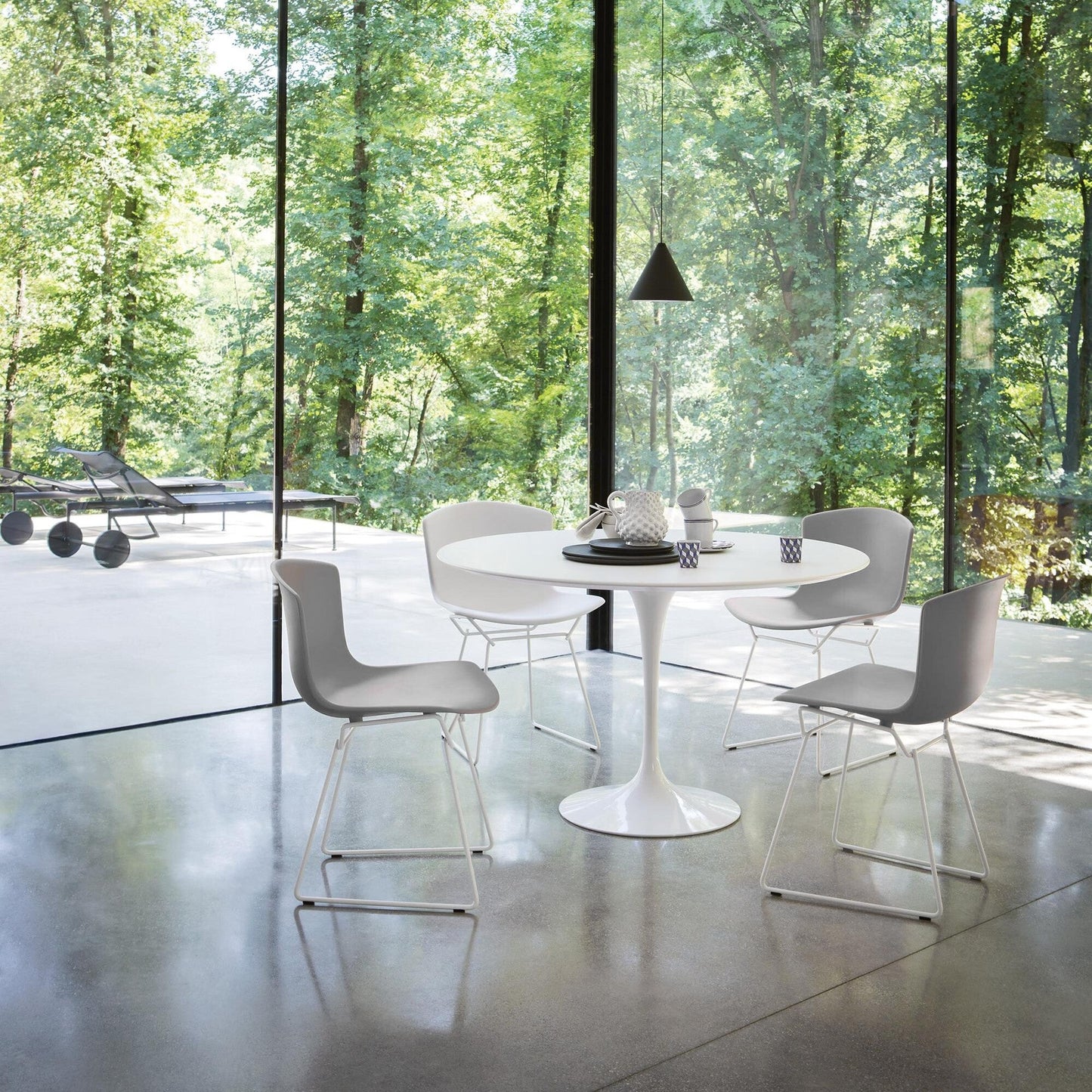 Bertoia Plastic Side Chair Stuhl 4er Set Schwarz