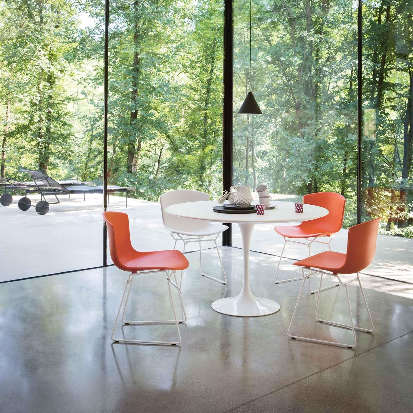 Bertoia Plastic Side Chair Stuhl Gestell weiß Weiß