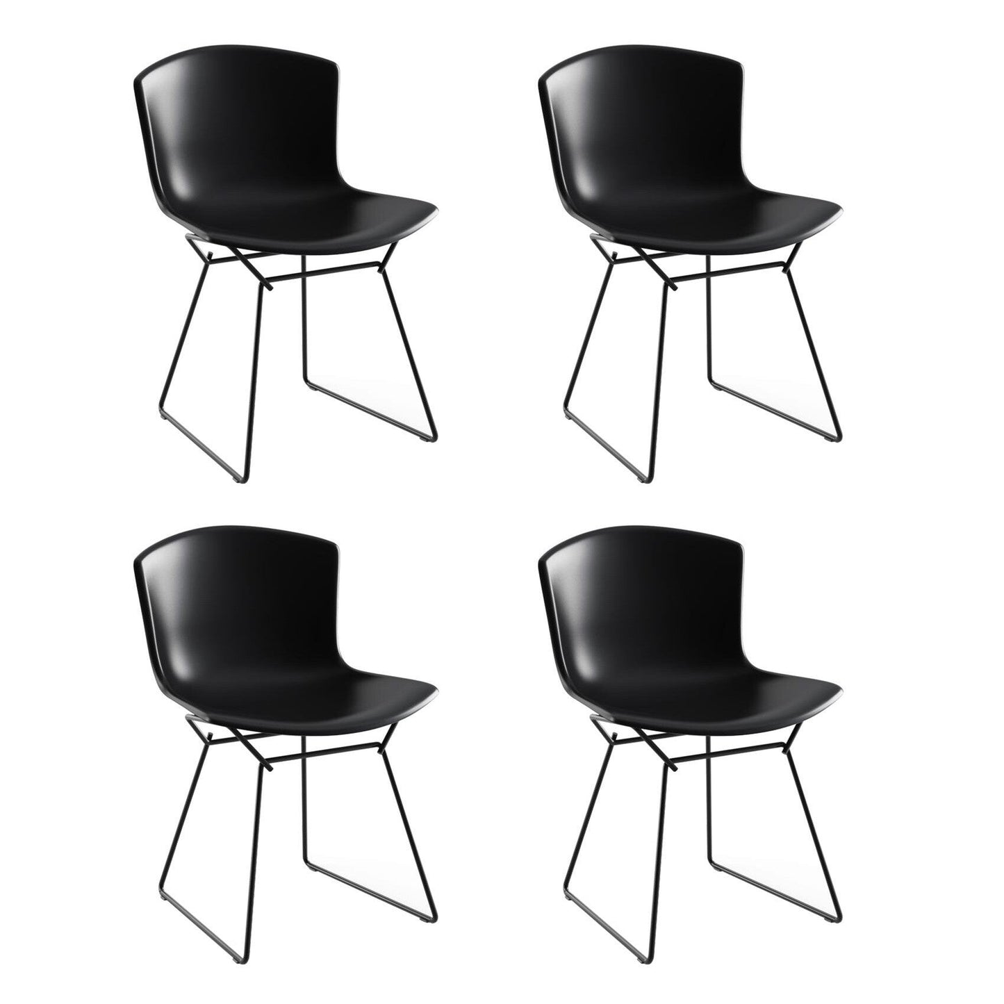 Bertoia Plastic Side Chair Stuhl 4er Set Schwarz
