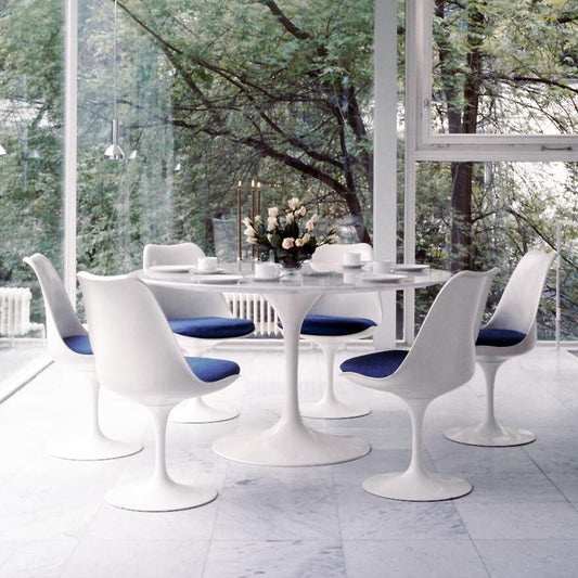 Saarinen Esstisch Ø120cm Marmor Weiß