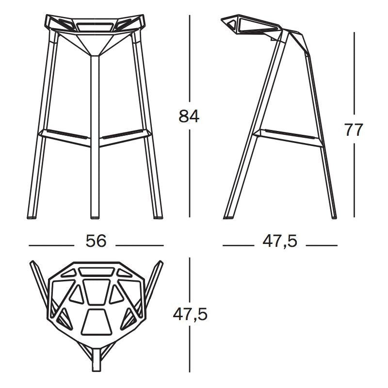 Stool One Hocker H 74cm 2er Set Weiß