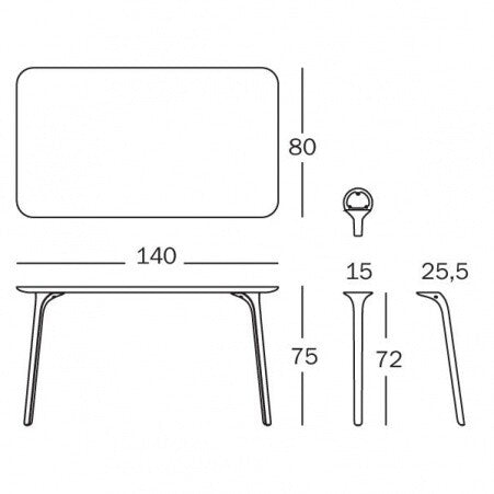 Table First Tisch Rechteckig Schwarz