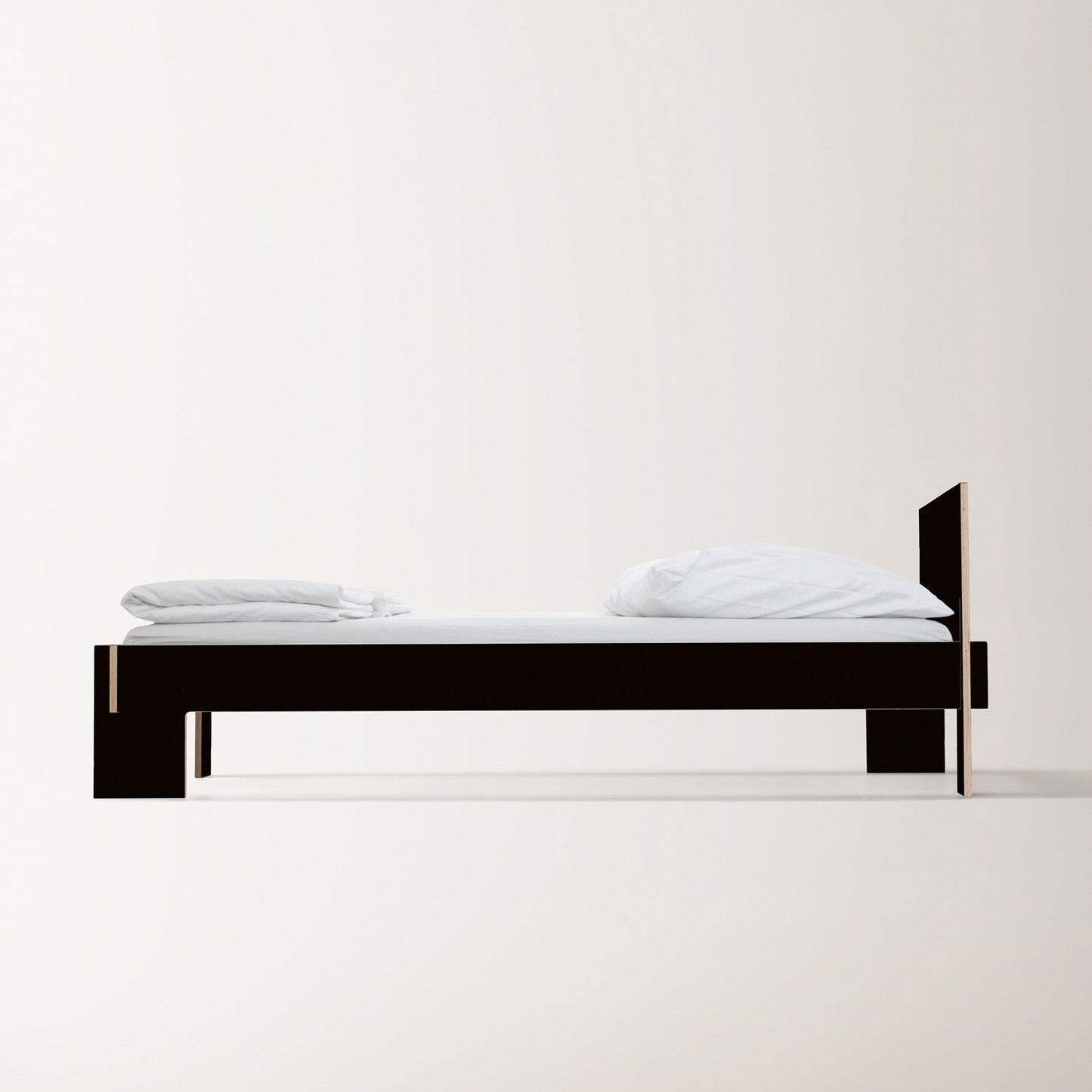 Siebenschläfer Doppelbett 160x200cm mit Kopfteil Schwarz