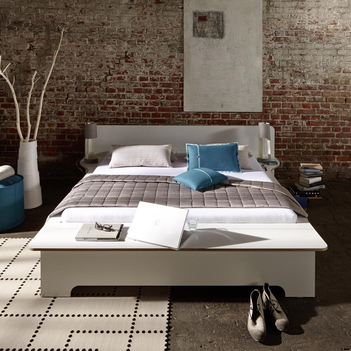 Plane Doppelbett 200x200cm Weiß