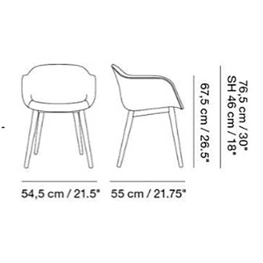 Fiber Armlehnstuhl teilgepolstert Holzgestell Weiß