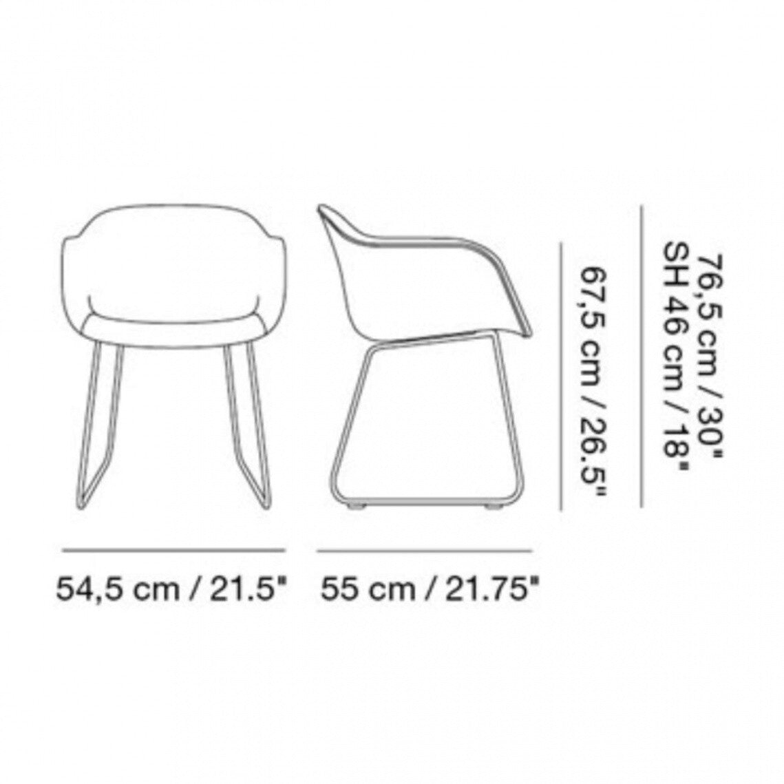 Fiber Chair Armlehnstuhl mit Kufengestell Schwarz
