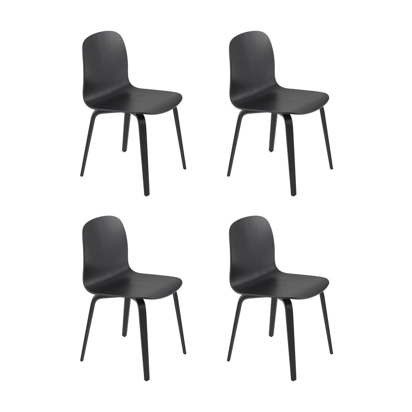 Visu Stuhl mit Holzgestell 4er Set Schwarz