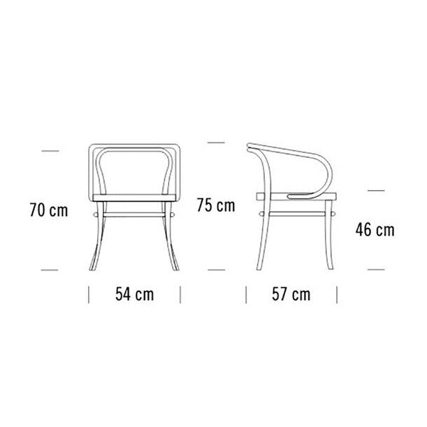 209 Pure Materials Bugholz-Armlehnstuhl mit Rohrgeflecht Natur
