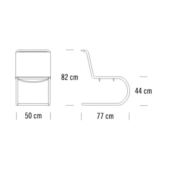 S 533 L Freischwinger Stuhl Kernleder Schwarz