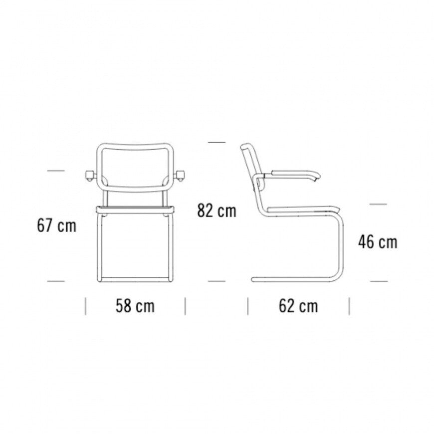 S 64 N Freischwinger Armlehnstuhl Buche Schwarz