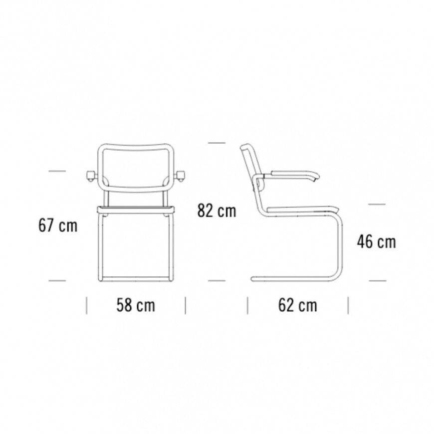S 64 N Pure Materials Freischwinger Armlehnstuhl Esche Schwarz