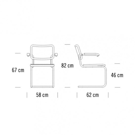 S 64 N Pure Materials Freischwinger Armlehnstuhl Esche Schwarz