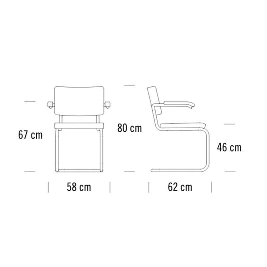 S 64 PV Pure Materials Freischwinger Armlehnstuhl Eiche