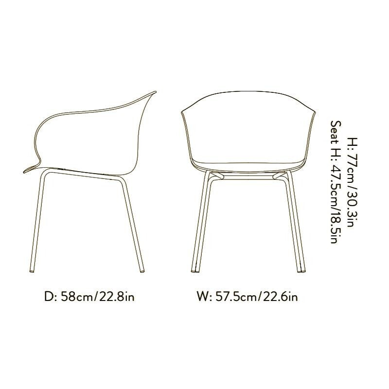 Elefy JH28 Armlehnstuhl Gestell Messing Weiß