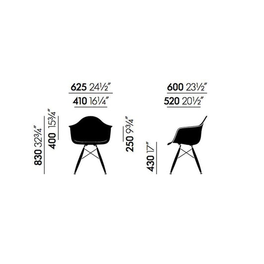 Eames Fiberglass Armchair DAW Ahorn gelblich Schwarz