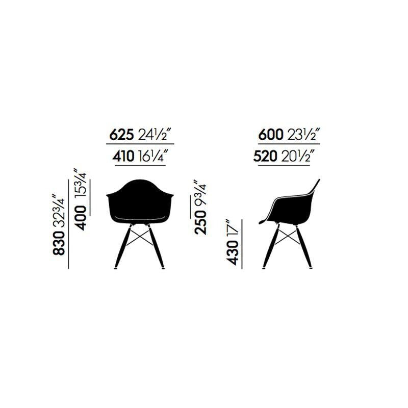 Eames Fiberglass Armchair DAW Ahorn schwarz Schwarz
