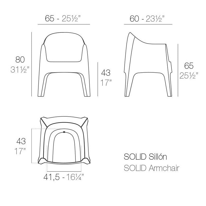 Solid Armlehnstuhl 4er Set Weiß