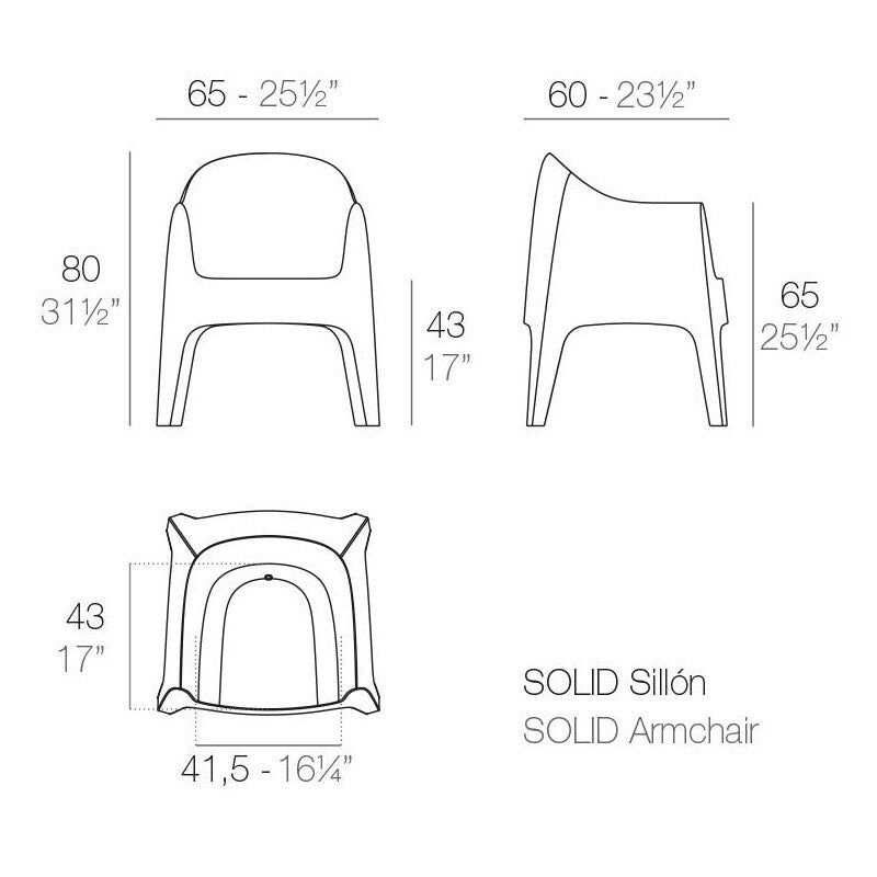 Solid Armlehnstuhl Weiß