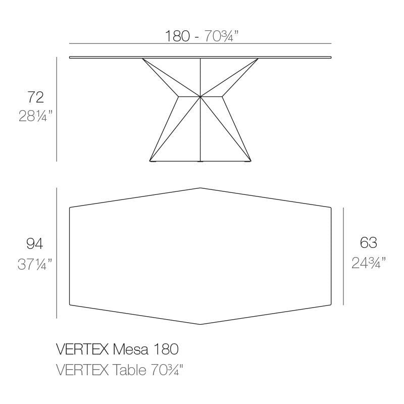 Vertex Gartentisch 94x180cm Schwarz