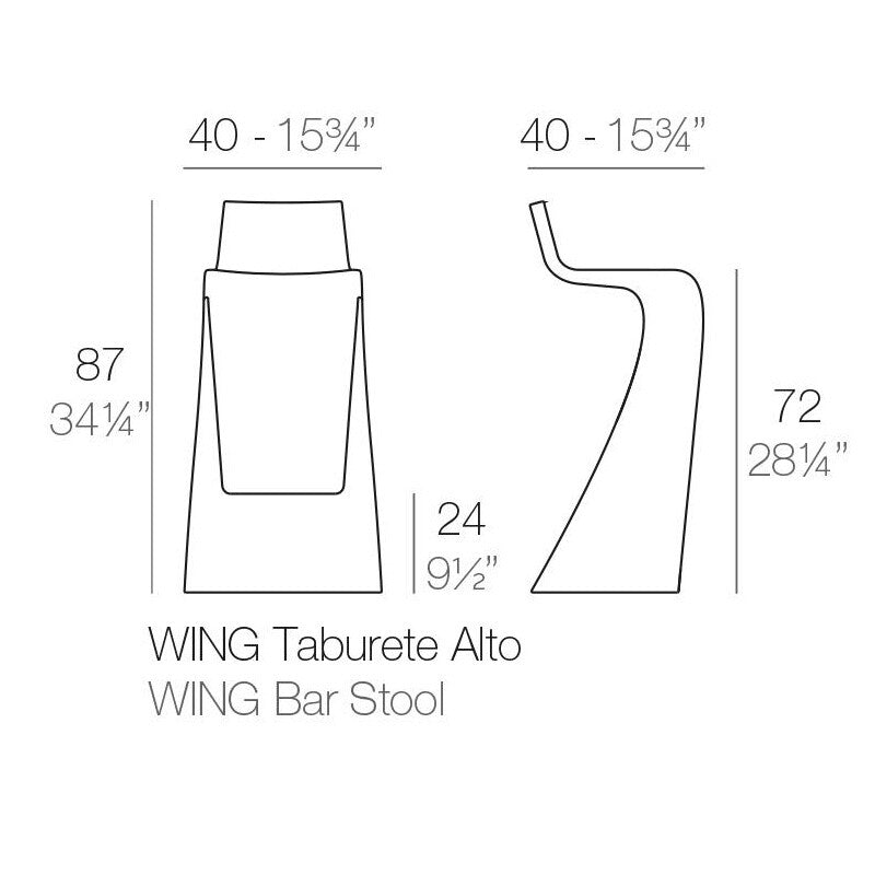 Wing Outdoor Barhocker 72cm Weiß