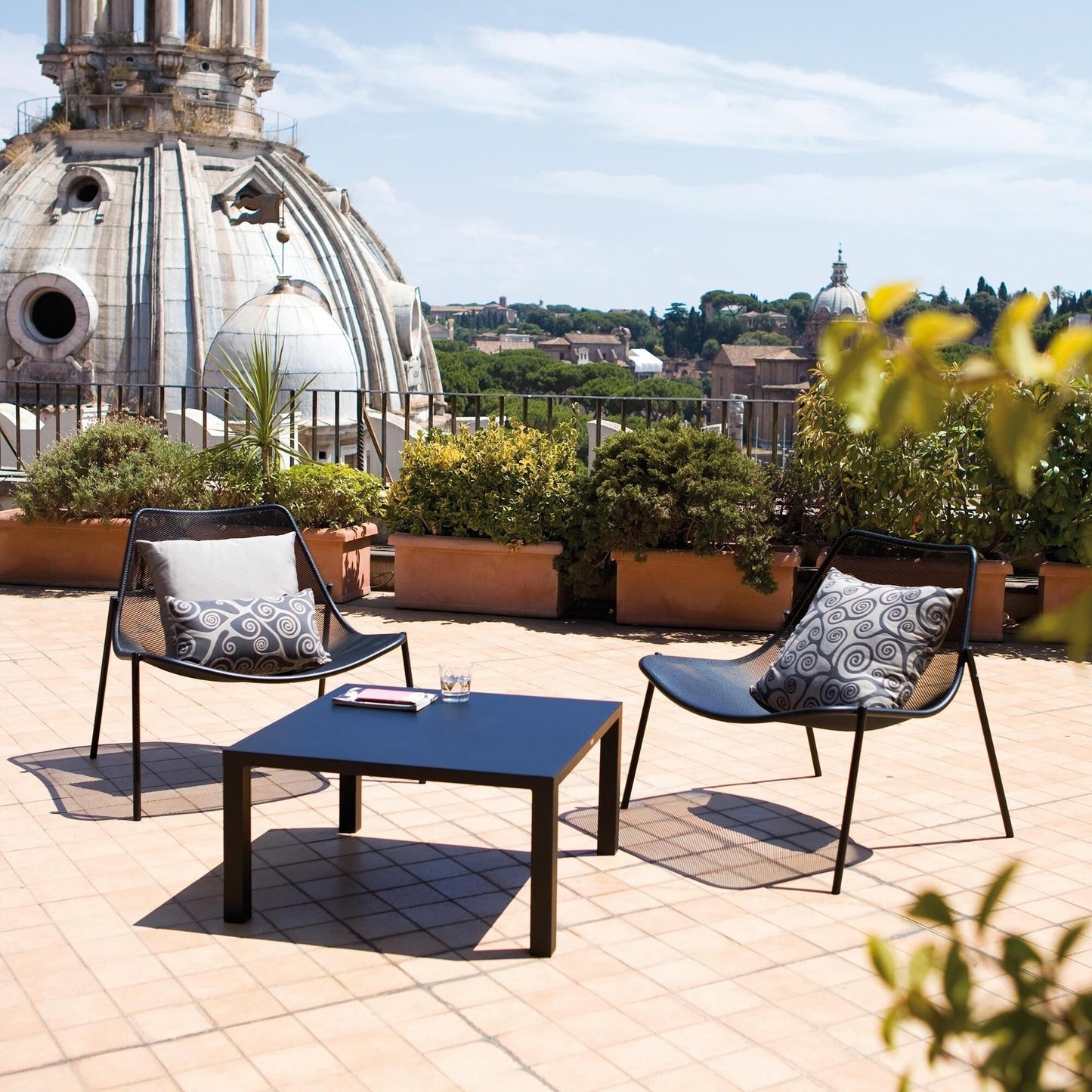 Round Lounge-Gartensessel Schwarz