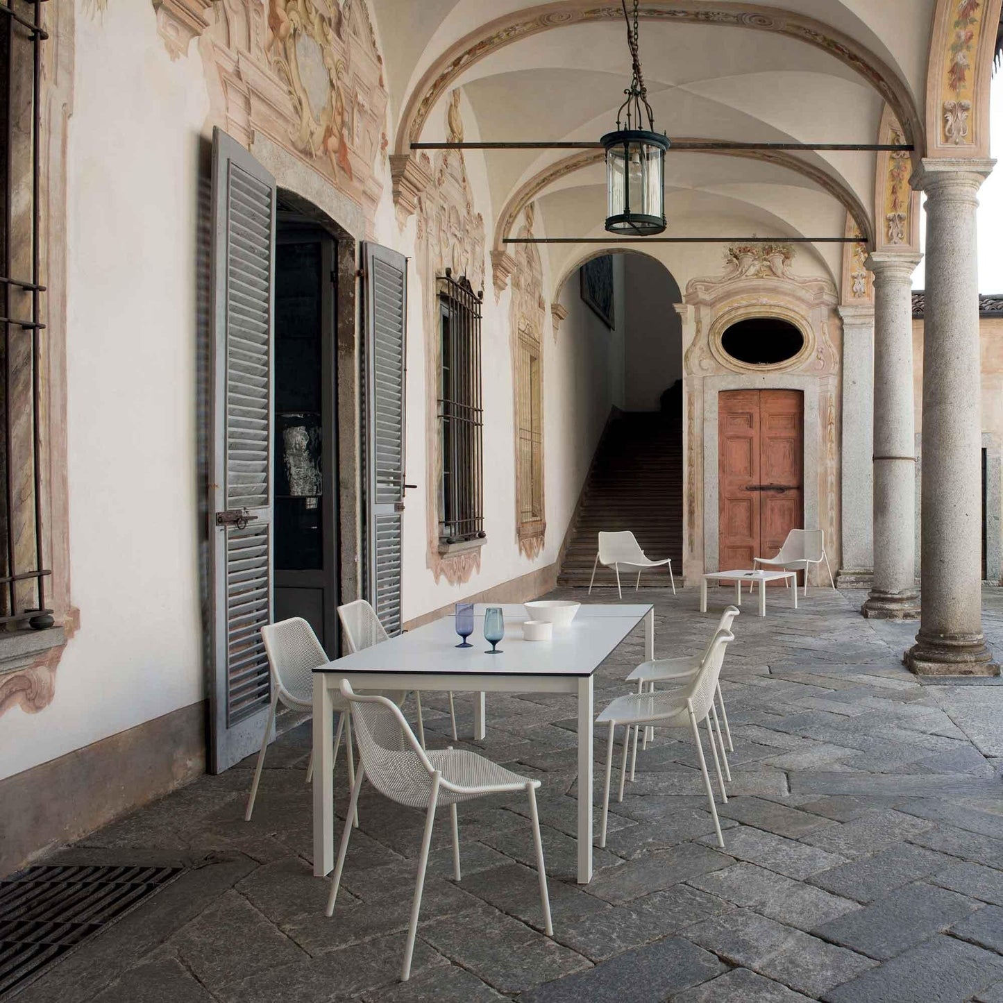 Round Gartentisch ausziehbar Weiß