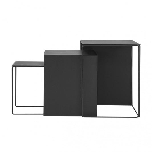 Cluster Beistelltisch 3er Set Schwarz