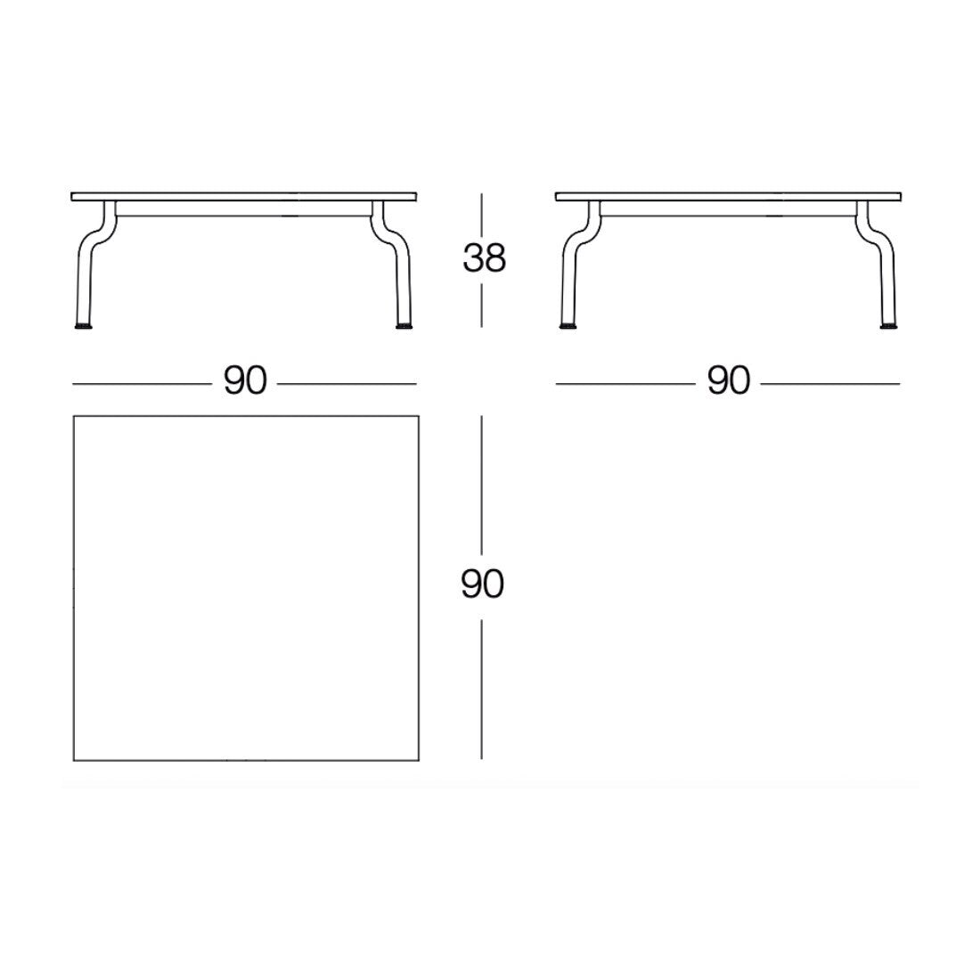 South Gartentisch niedrig 90x90cm