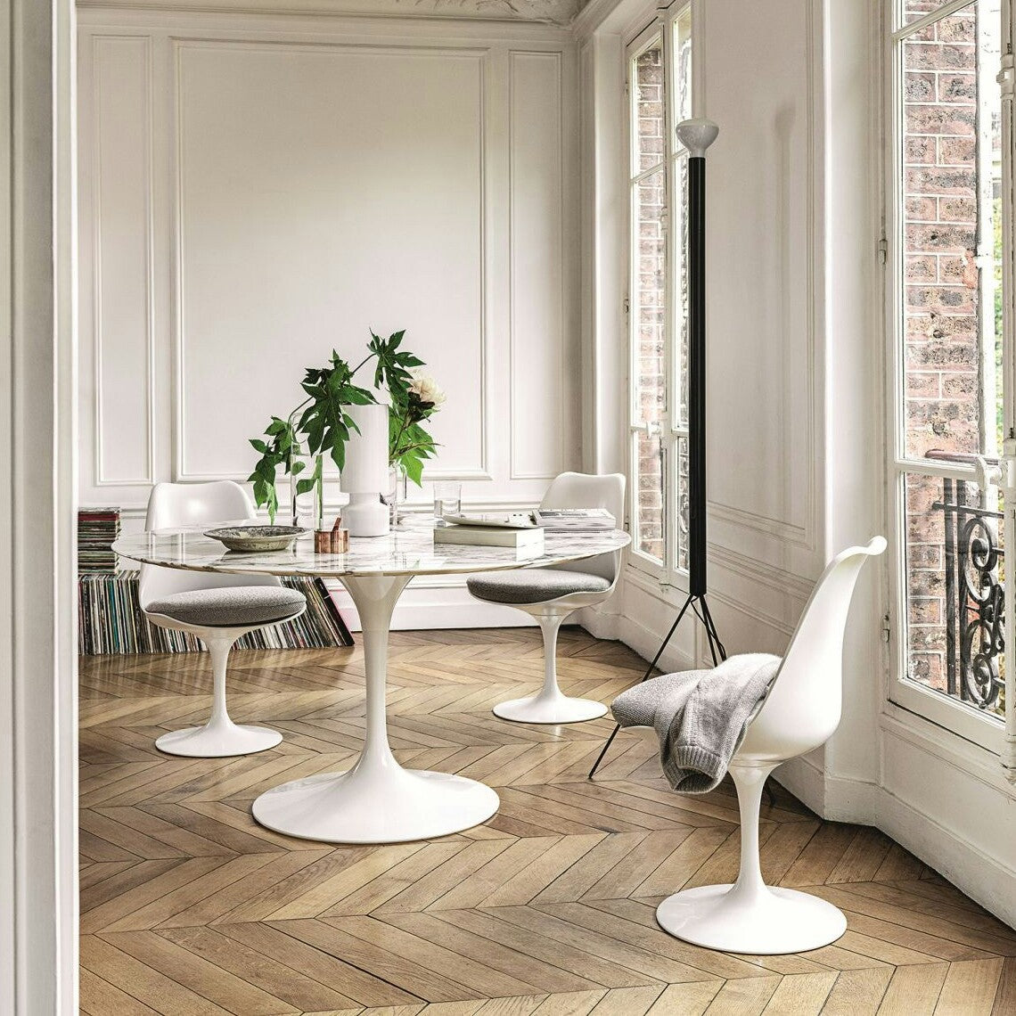 Saarinen Esstisch Ø120cm Marmor Weiß
