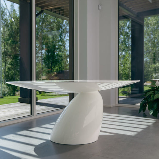 Parabel Oval Esstisch 164x110cm Weiß