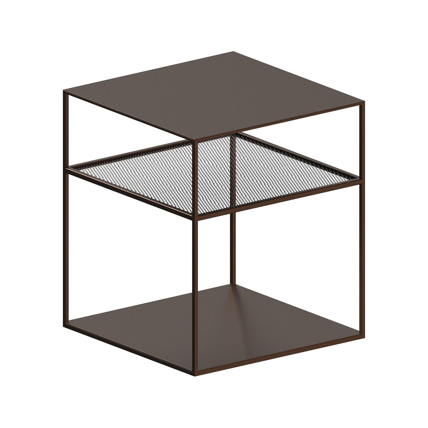 Slim Irony Triplet Beistelltisch 40x40cm mit Metallgitter Weiß