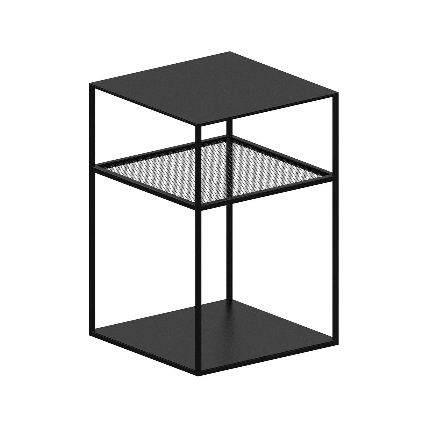 Slim Irony Triplet Beistelltisch 31x31cm mit Streckmetallgitter Schwarz