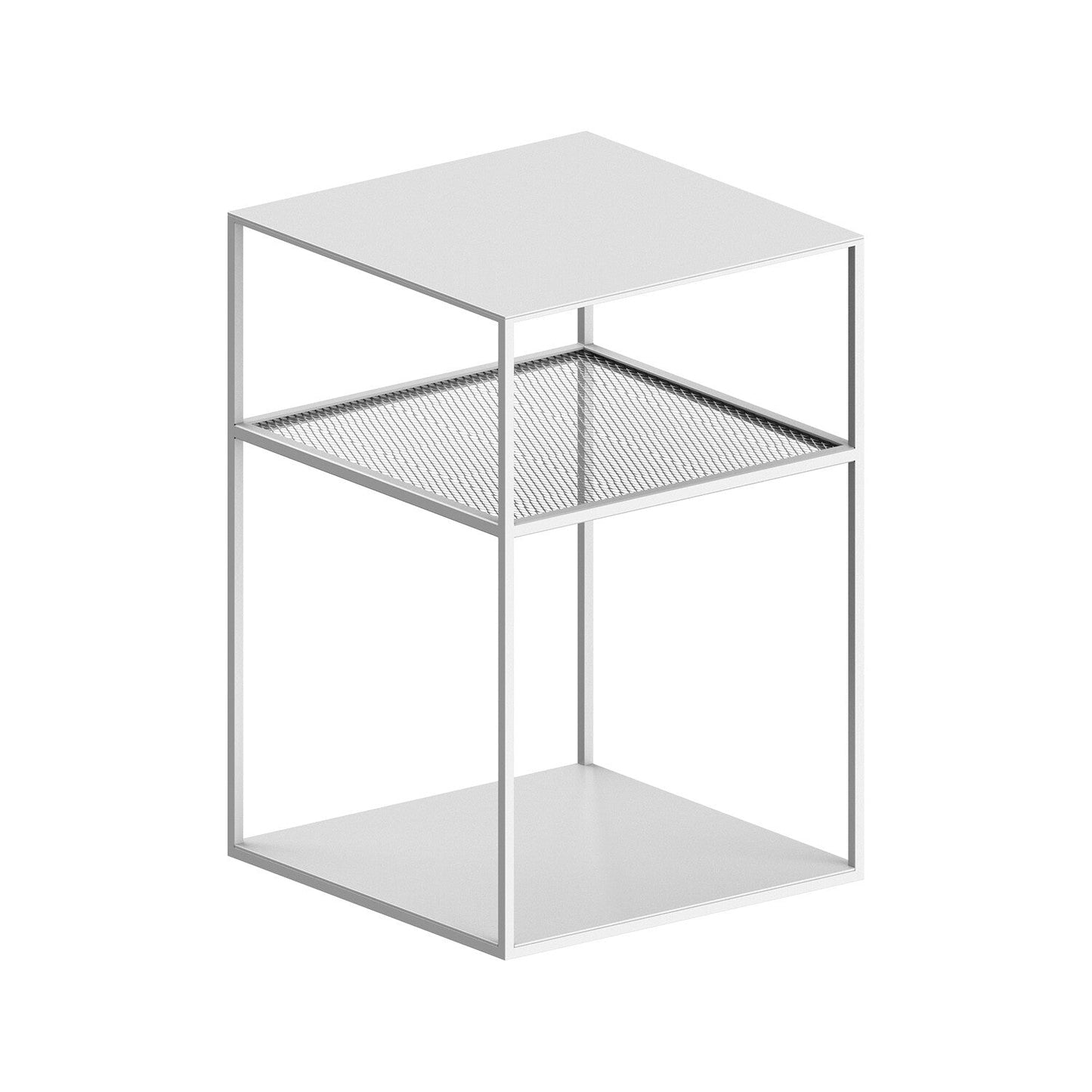 Slim Irony Triplet Beistelltisch 31x31cm mit Streckmetallgitter Weiß