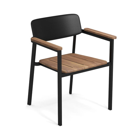 Shine Gartenarmlehnstuhl Teak Schwarz