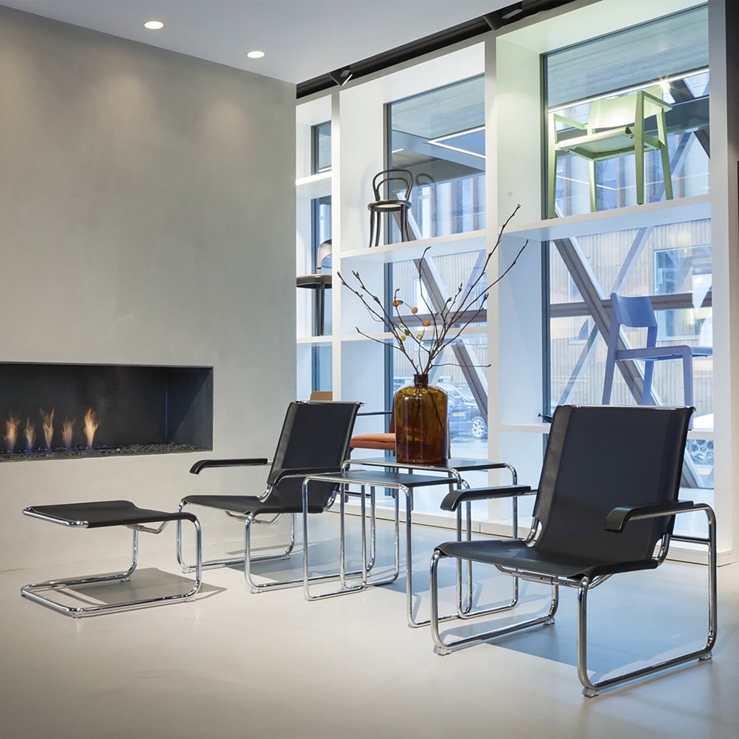 S 35 LH Fußhocker Kernleder Schwarz