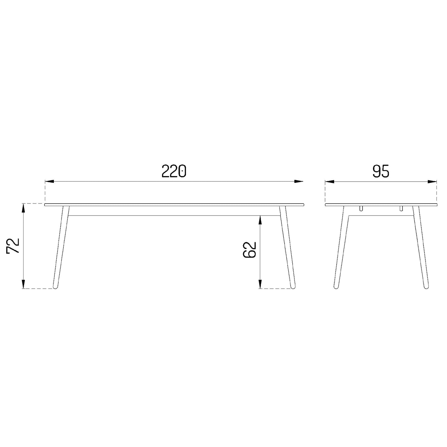C35C Esstisch 220x95cm Natur