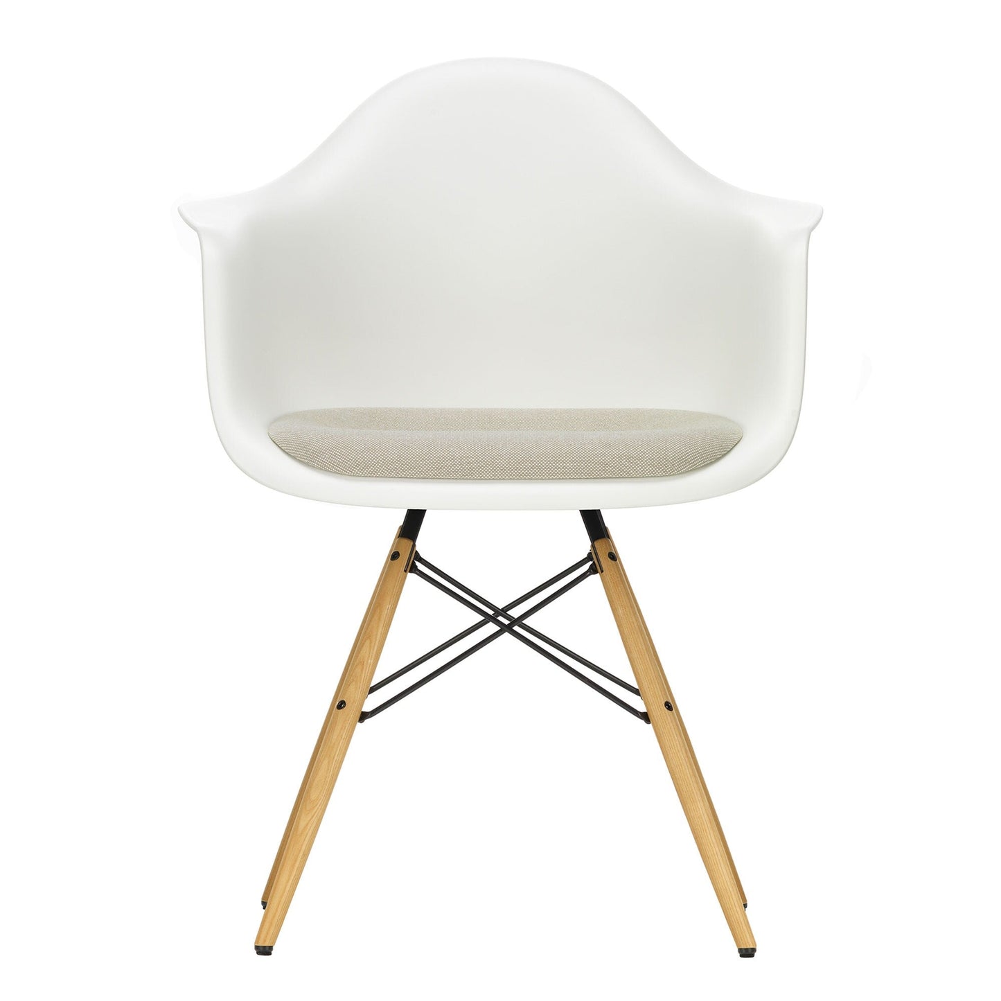Eames Plastic Armchair DAW gepolstert Gestell Esche Schwarz