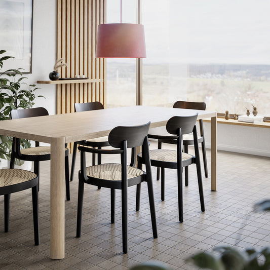 118 Stuhl mit Rohrgeflecht 4er Set Schwarz