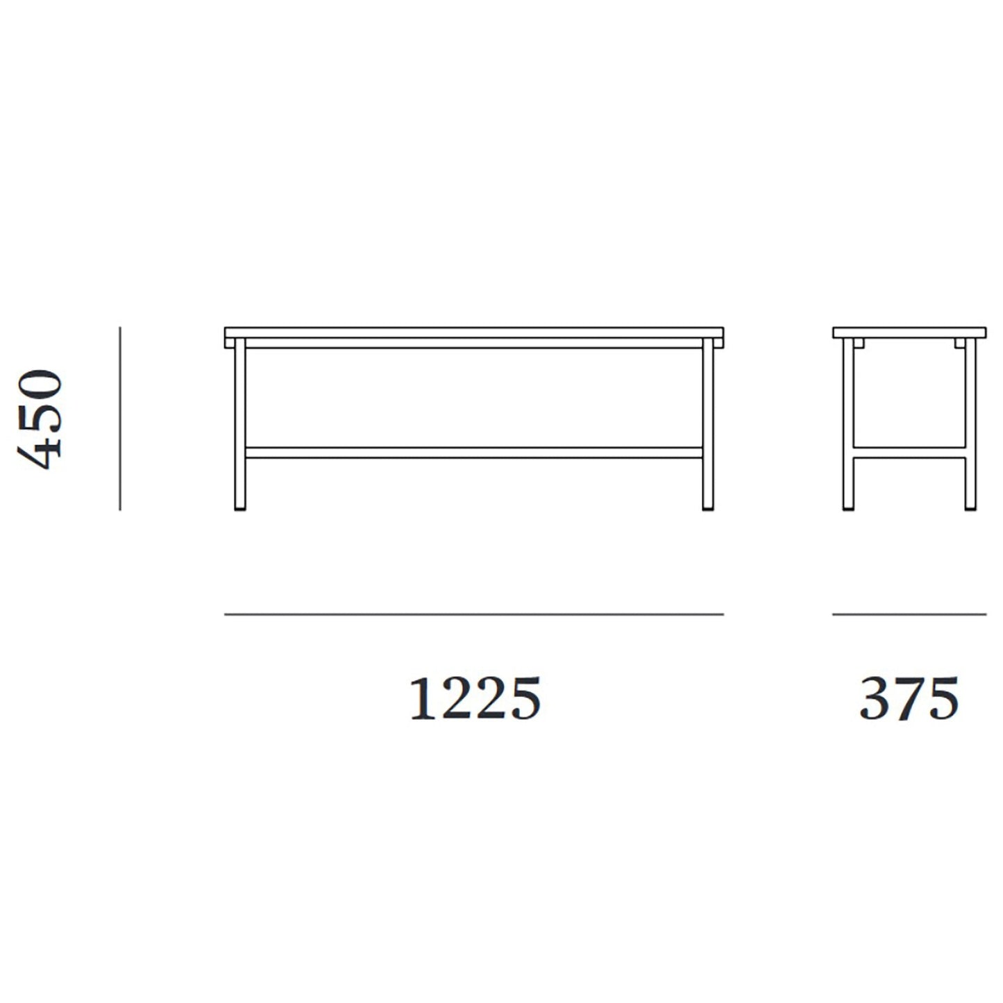 19 Outdoors Bank 122,5x45cm Schwarz