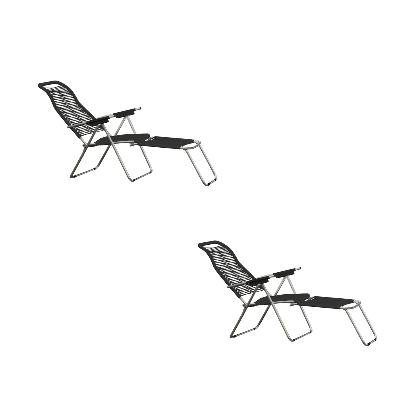 Spaghetti Liegestuhl 2er Set Schwarz